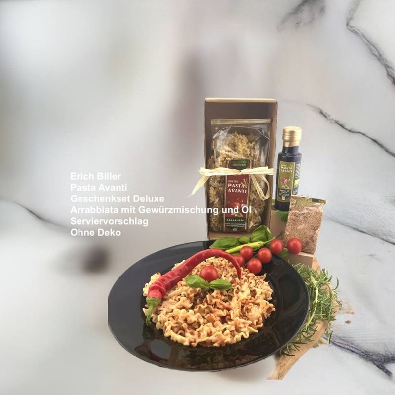 Erich Biller Bio Pasta Avanti Geschenkset / Pasta Set Deluxe Arrabbiata + Gewürzmischung +Würzöl Erich Biller Bio Pasta Avanti Geschenkset / Pasta Set Deluxe Arrabbiata + Gewürzmischung +Würzöl