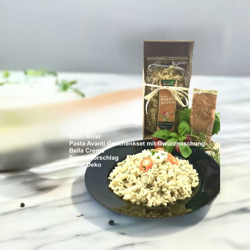Erich Biller Bio Pasta Avanti Geschenkset / Pasta Set Bella Crema + Bio Gewürzmischung Erich Biller Bio Pasta Avanti Geschenkset / Pasta Set Bella Crema + Bio Gewürzmischung