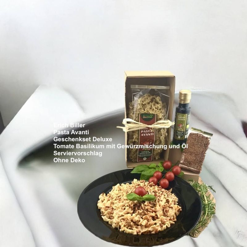 Erich Biller Bio Pasta Avanti Geschenkset / Pasta Set Deluxe Tomate Basilikum + Gewürzmischung +Würzöl Erich Biller Bio Pasta Avanti Geschenkset / Pasta Set Deluxe Tomate Basilikum + Gewürzmischung +Würzöl