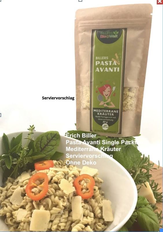 Erich Biller Bio Pasta Avanti Mediterrane Kräuter Single Packung Erich Biller Bio Pasta Avanti Mediterrane Kräuter Single Packung