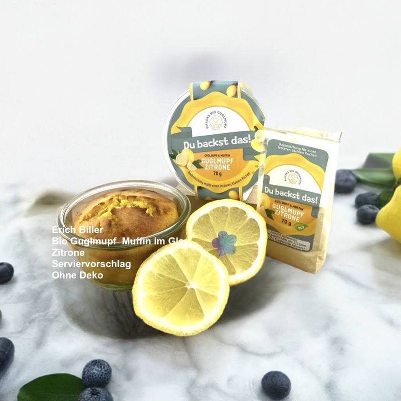 Erich Biller Bio Guglmupf Muffin Zitrone mit Glasform Erich Biller Bio Guglmupf Muffin Zitrone mit Glasform