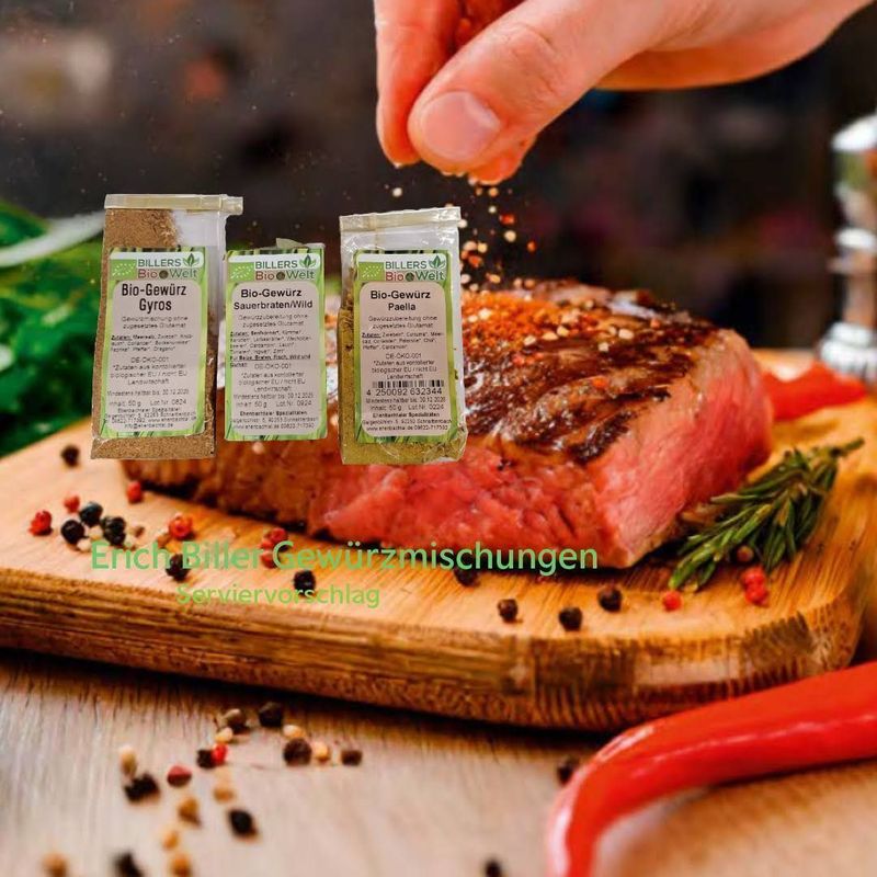 Erich Biller BIO Gewürzmischung - Bayrisches Fleischpflanzerl 50g (Würzmischung) Erich Biller BIO Gewürzmischung - Bayrisches Fleischpflanzerl 50g (Würzmischung)