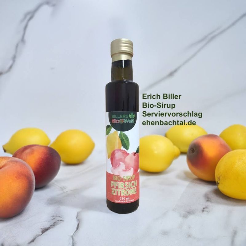 Erich Biller Bio Sirup Limonaden Pfirsich-Zitrone Erich Biller Bio Sirup Limonaden Pfirsich-Zitrone