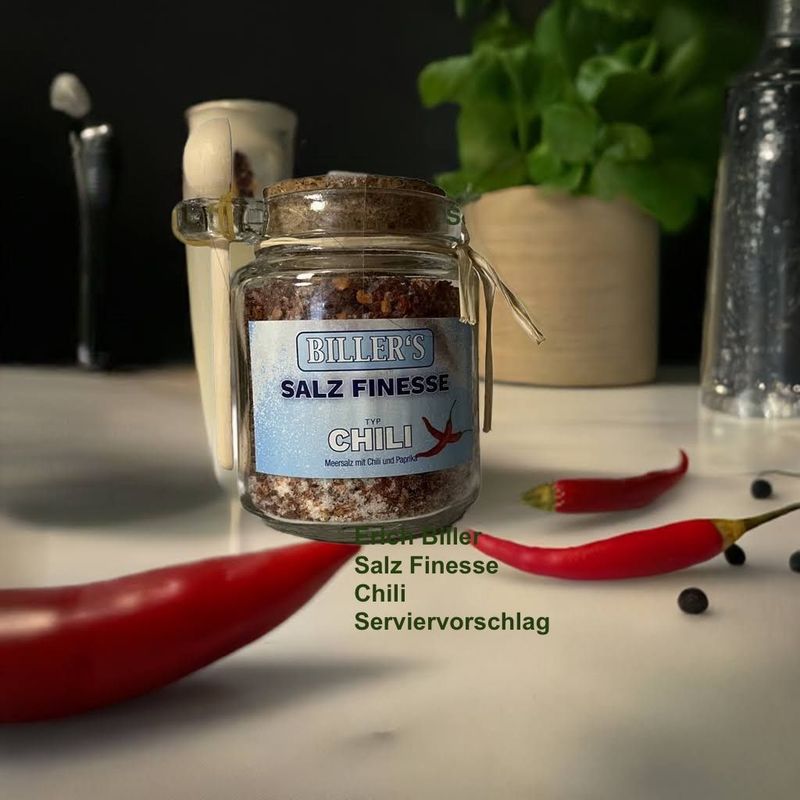 Erich Biller Salz Finesse Chili, 250g Glas Erich Biller Salz Finesse Chili, 250g Glas