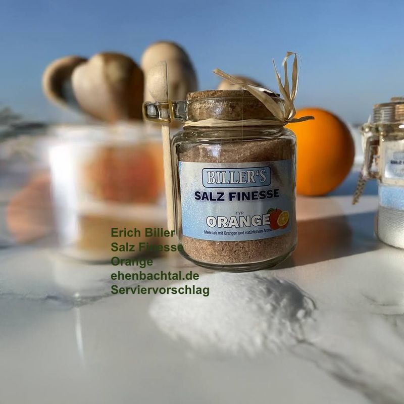 Erich Biller Salz Finesse Orange, 250g Glas Erich Biller Salz Finesse Orange, 250g Glas