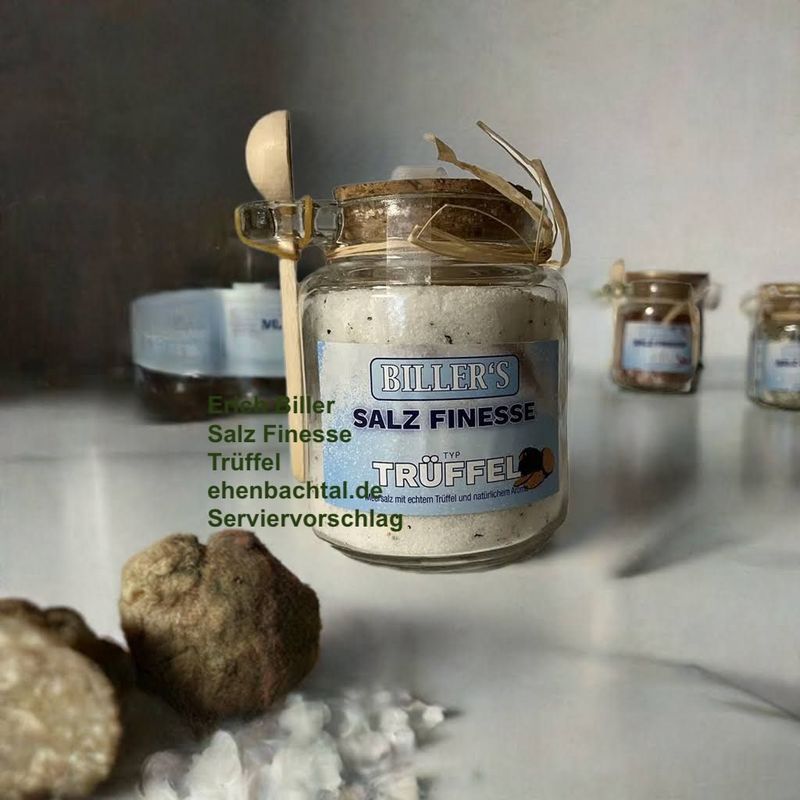 Erich Biller Salz Finesse Trüffel, 250g Glas Erich Biller Salz Finesse Trüffel, 250g Glas