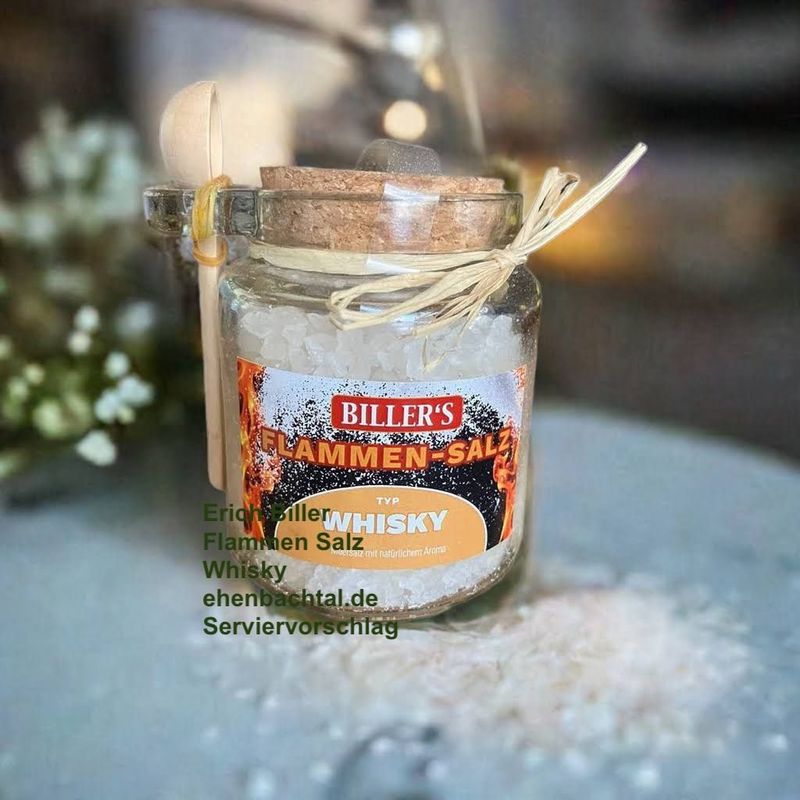 Erich Biller Flamm Salz Whisky, 250g Glas Erich Biller Flamm Salz Whisky, 250g Glas