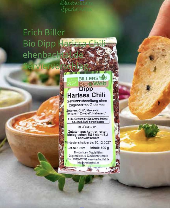 Erich Biller Bio Dipp Harissa Chili (Gewürzzubereitung) Erich Biller Bio Dipp Harissa Chili (Gewürzzubereitung)