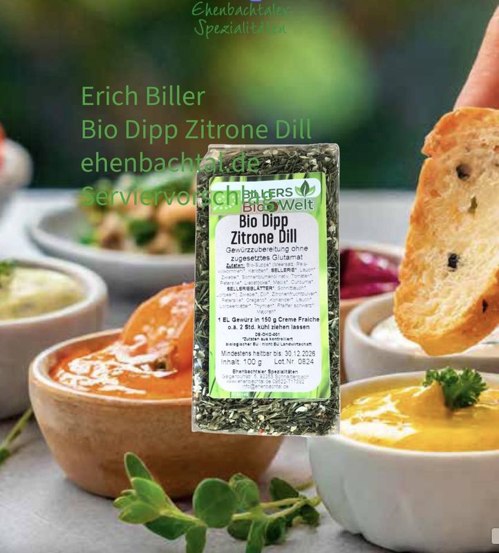 Erich Biller Bio Dipp Zitrone Dill (Würzmischung) Erich Biller Bio Dipp Zitrone Dill (Würzmischung)