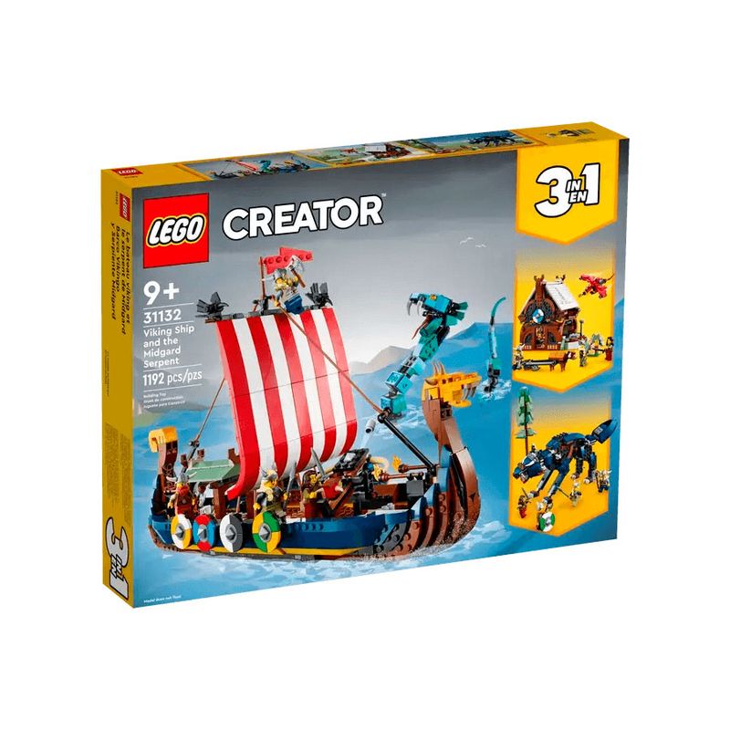 Lego Barco Vikingo y Serpiente Midgard 3 en 1