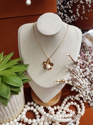 Gold Blossom with Single Pearl
