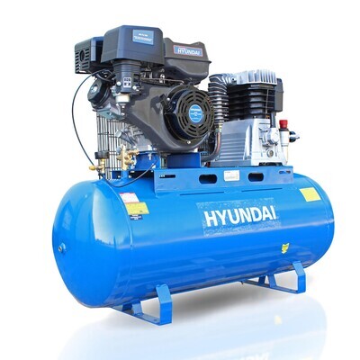 Hyundai 200L Litre Air Compressor, 29CFM/145psi, Twin Cylinder Belt Drive 14hp | HY140200PES