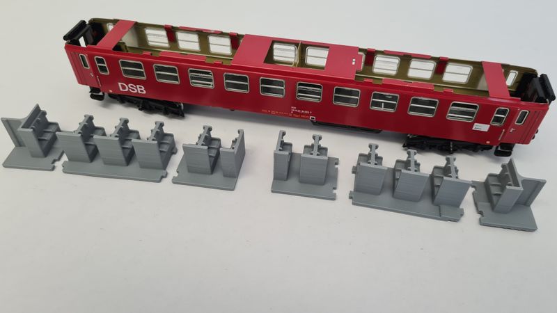 Inneneinrichtung 3D Druck für Märklin 4045 DSB Abteilwagen 2. Klasse HELLGRAU