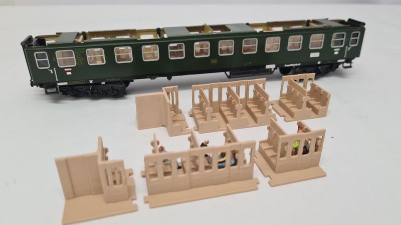 Inneneinrichtung 3D Druck für Märklin 4022 Primex 4198 D-ZUG Abteilwagen BEIGE