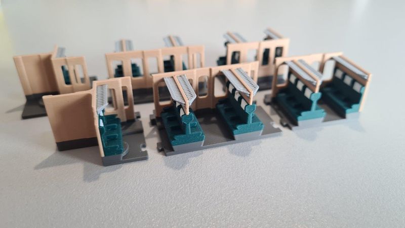 Inneneinrichtung 3D Druck für Märklin 4023 Primex 4197 D-ZUG Abteilraum MEHRFARBIG