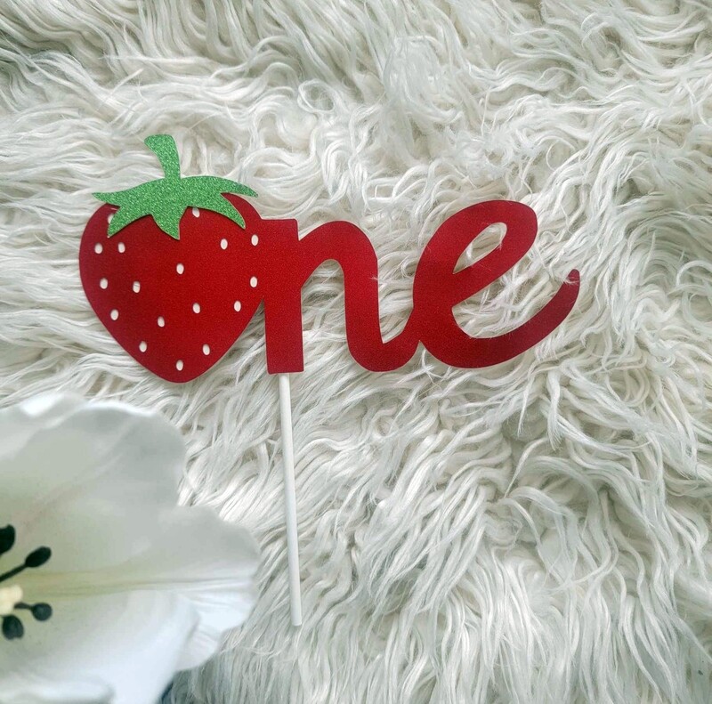 Strawberry One Cake Topper