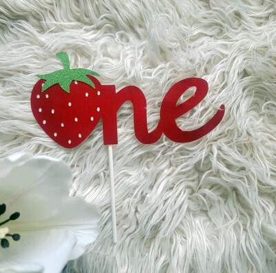 Strawberry One Cake Topper
