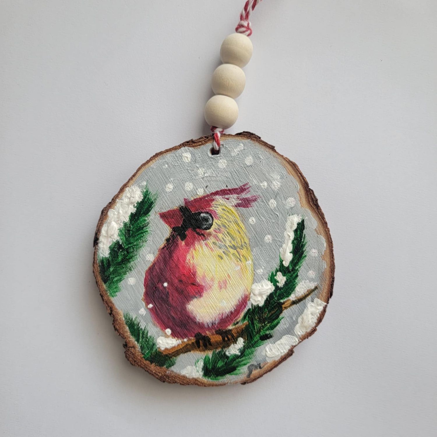 Hand Painted Cardinal Bird Ornament