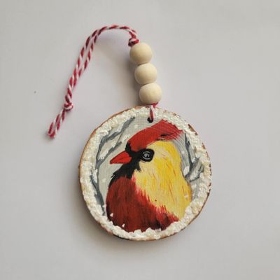 Hand Painted Cardinal Bird Ornament
