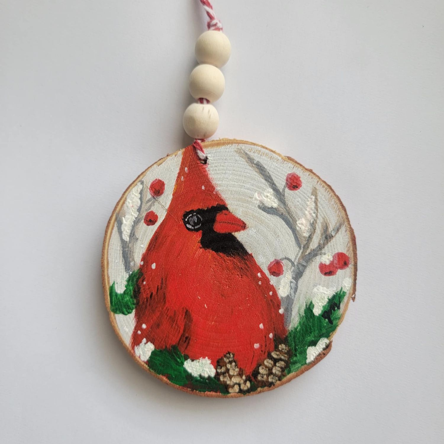 Hand Painted Cardinal Bird Ornament