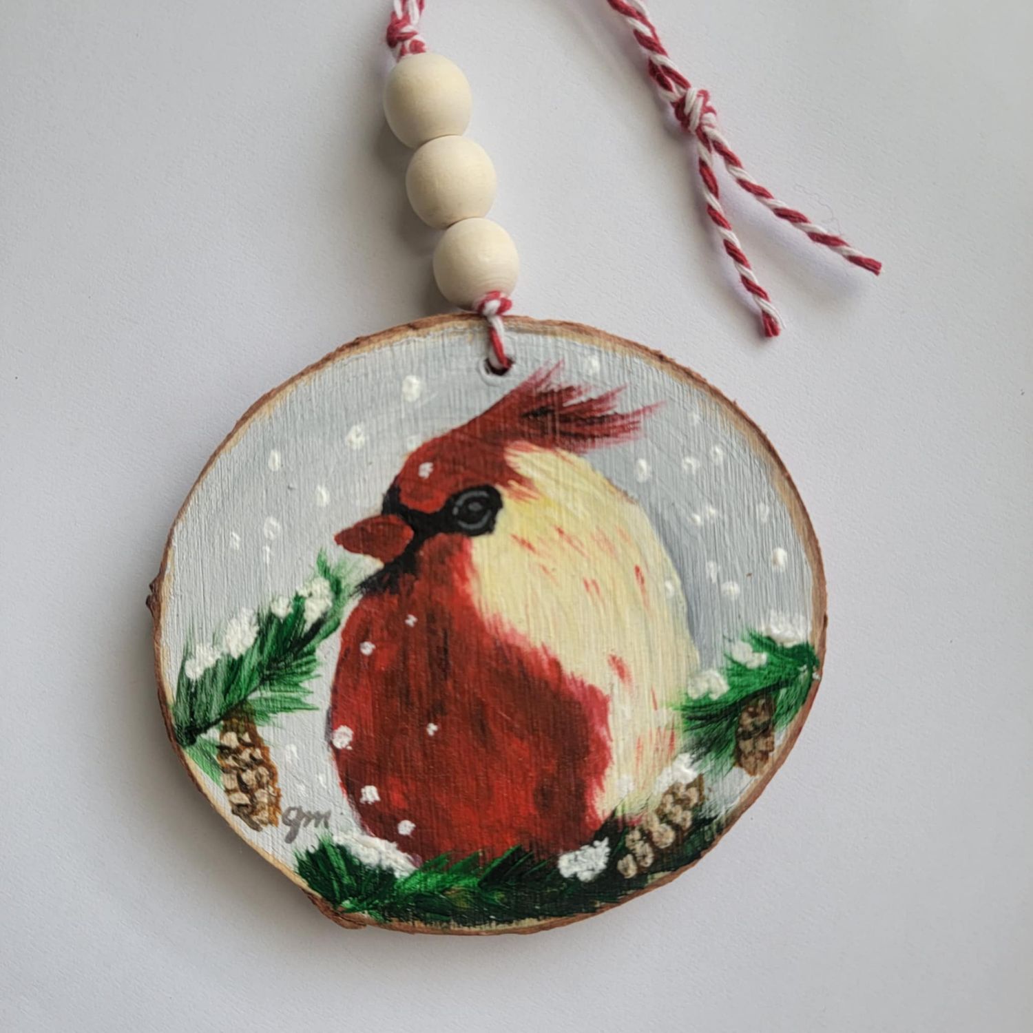 Hand Painted Cardinal Bird Ornament