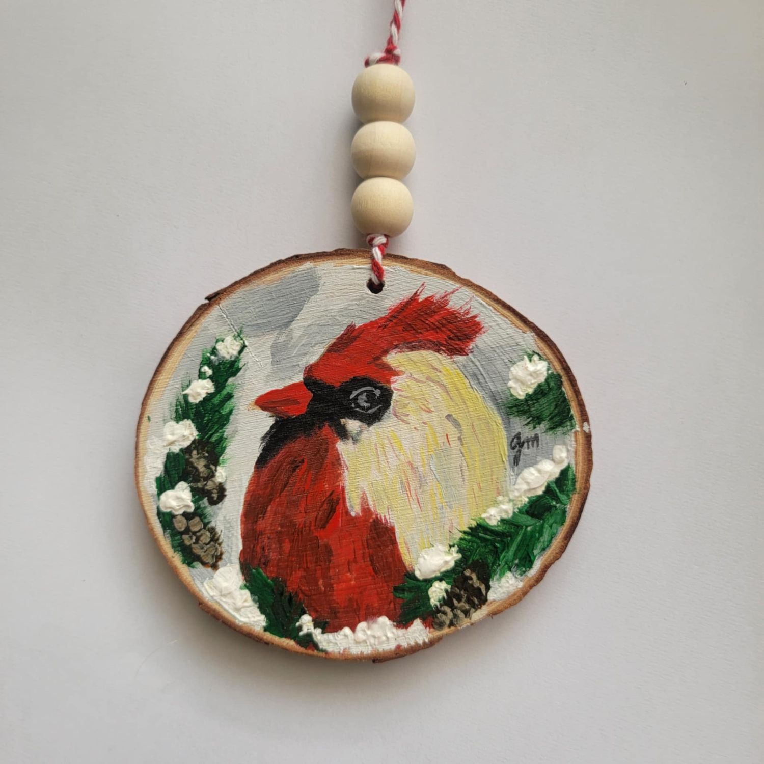 Hand Painted Cardinal Bird Ornament