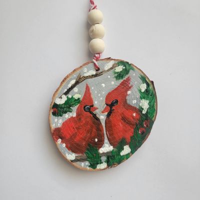 Hand Painted Cardinal Bird Ornament