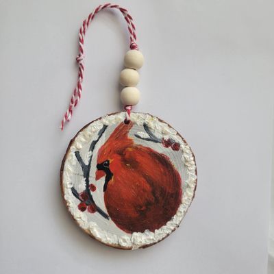 Hand Painted Cardinal Bird Ornament