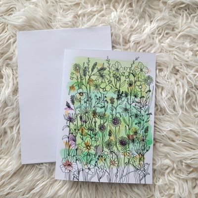 Hand-drawn Wildflowers Blank Card