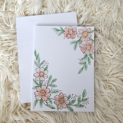 Handrawn Flowers Blank Card