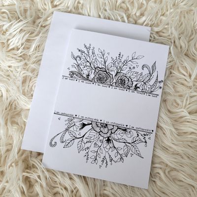 Hand drawn Flowers Blank Card
