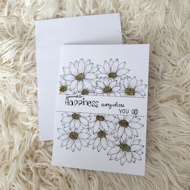 Hand Drawn Dasies Blank Card