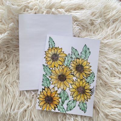 Hand drawn Sunflowers Blank Card