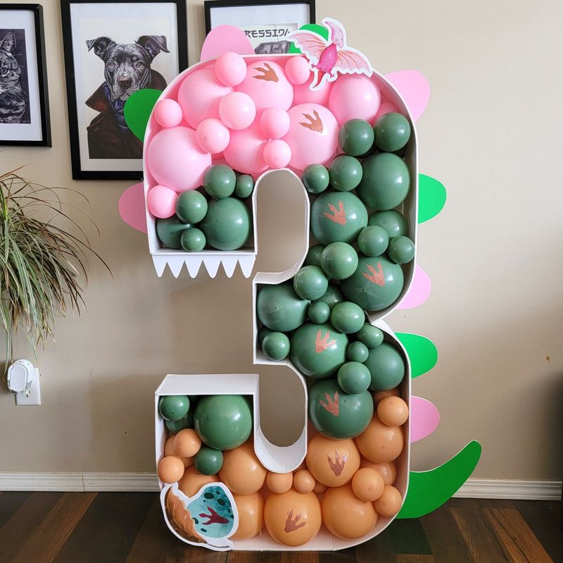 Dinosaur Theme Fillable Number Frame 4 Feet Tall
