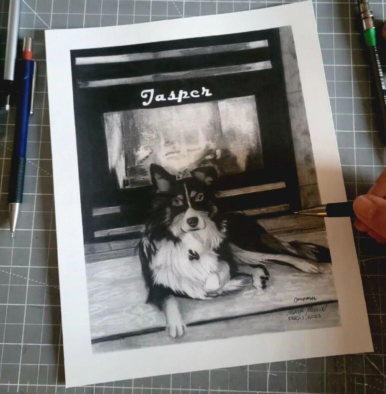 8x10 Inches Custom Pet or Human Portrait Drawing by Mark