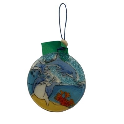 Ornament Glass Dolphins