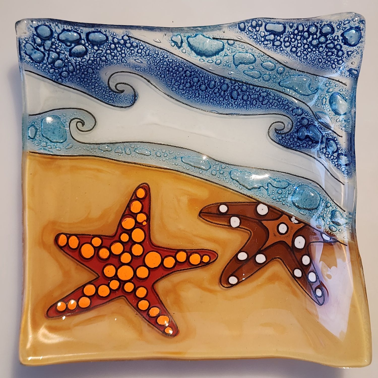 Plate Square Starfish 4&quot;x4&quot;