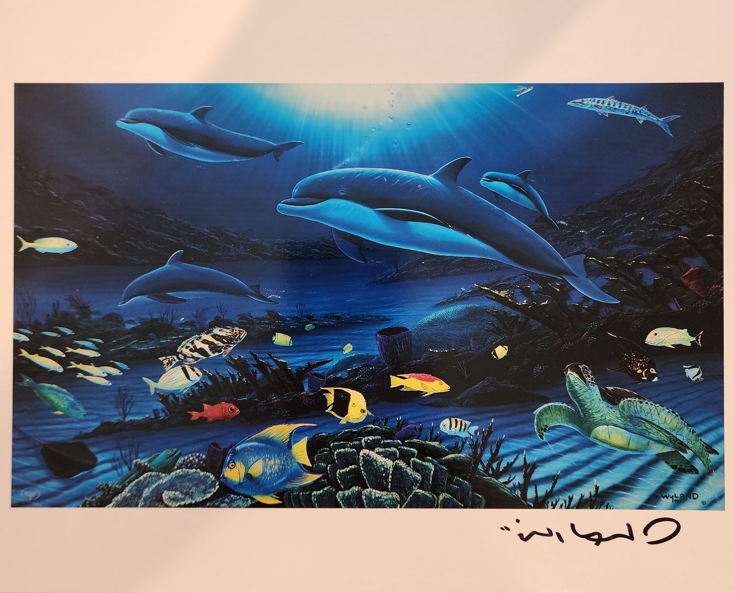 Wyland Signed Mini Print - Dolphins