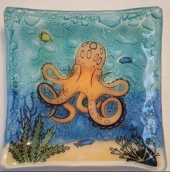 Plate Square Octopus 4"x4"