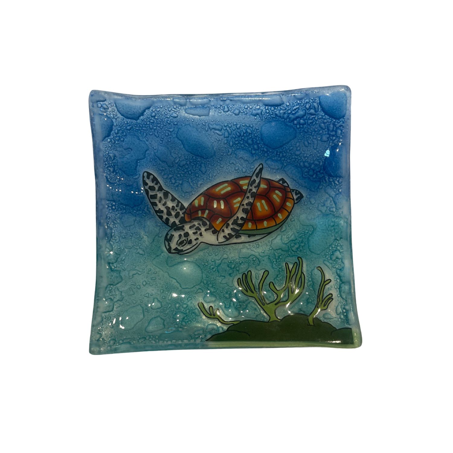 Plate Square Green Turtle 4"x4"