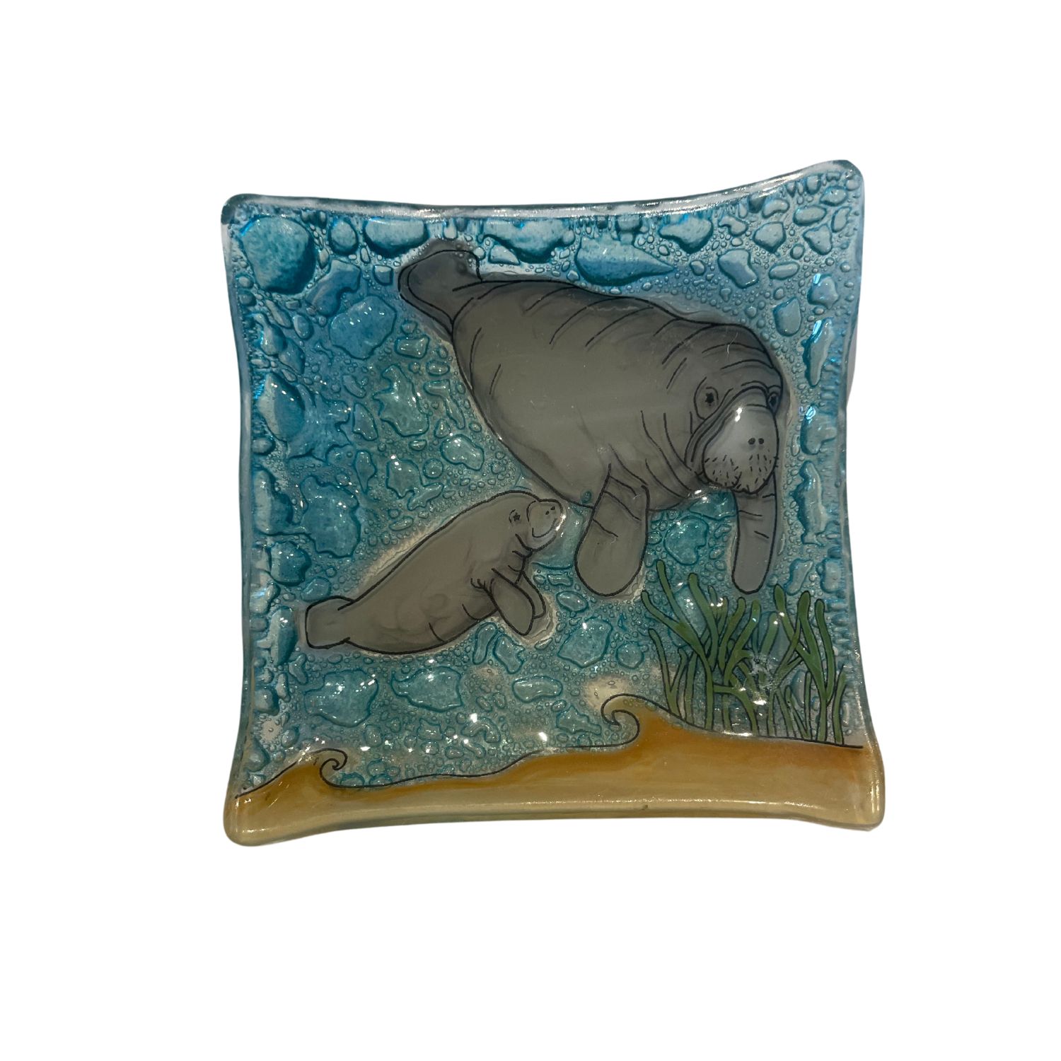 Plate Square Manatee 4"x4"