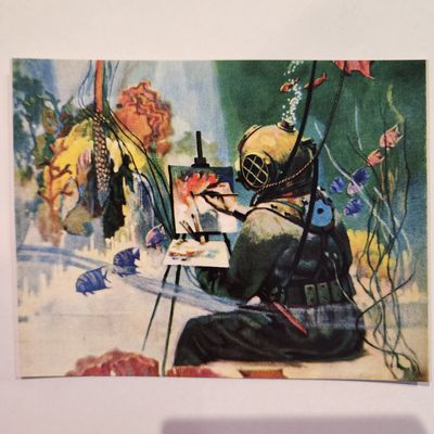 Underwater Painting of Zarh Prichard 1922 Postcard