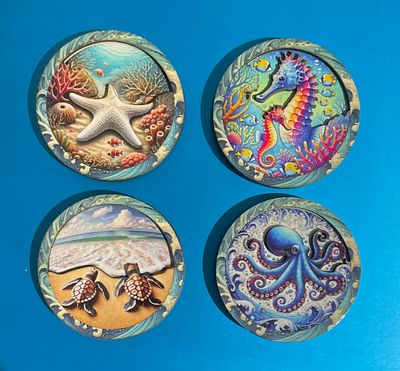 3D Recycled Wooden Sea Life Magnets