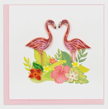 Quilled Tropical Flamingo Greeting Card