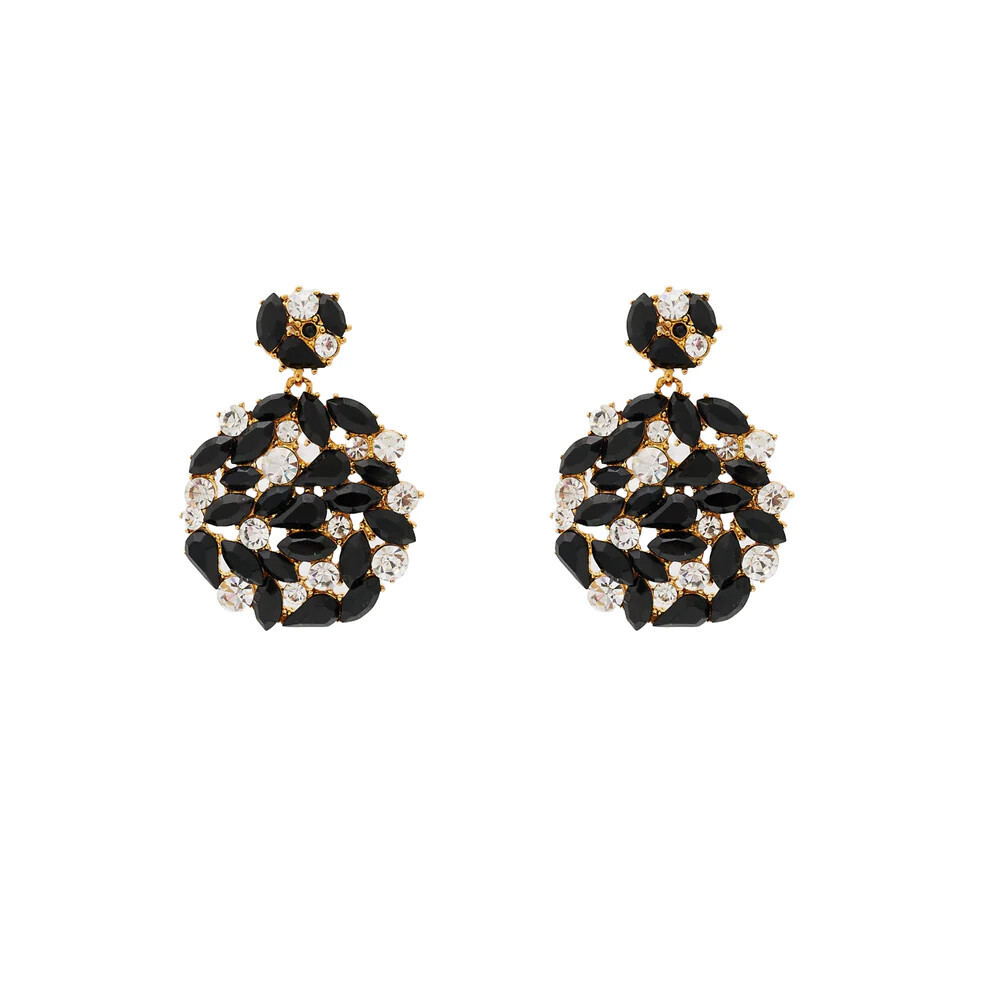 Black &amp; Gold Drop Post Earrings, Color: Gold