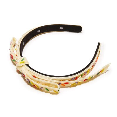 Embellished Bardot Slim Ribbon Headband, Color: Buttercream