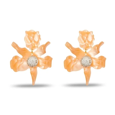 Crystal Lily Earrings Apricot