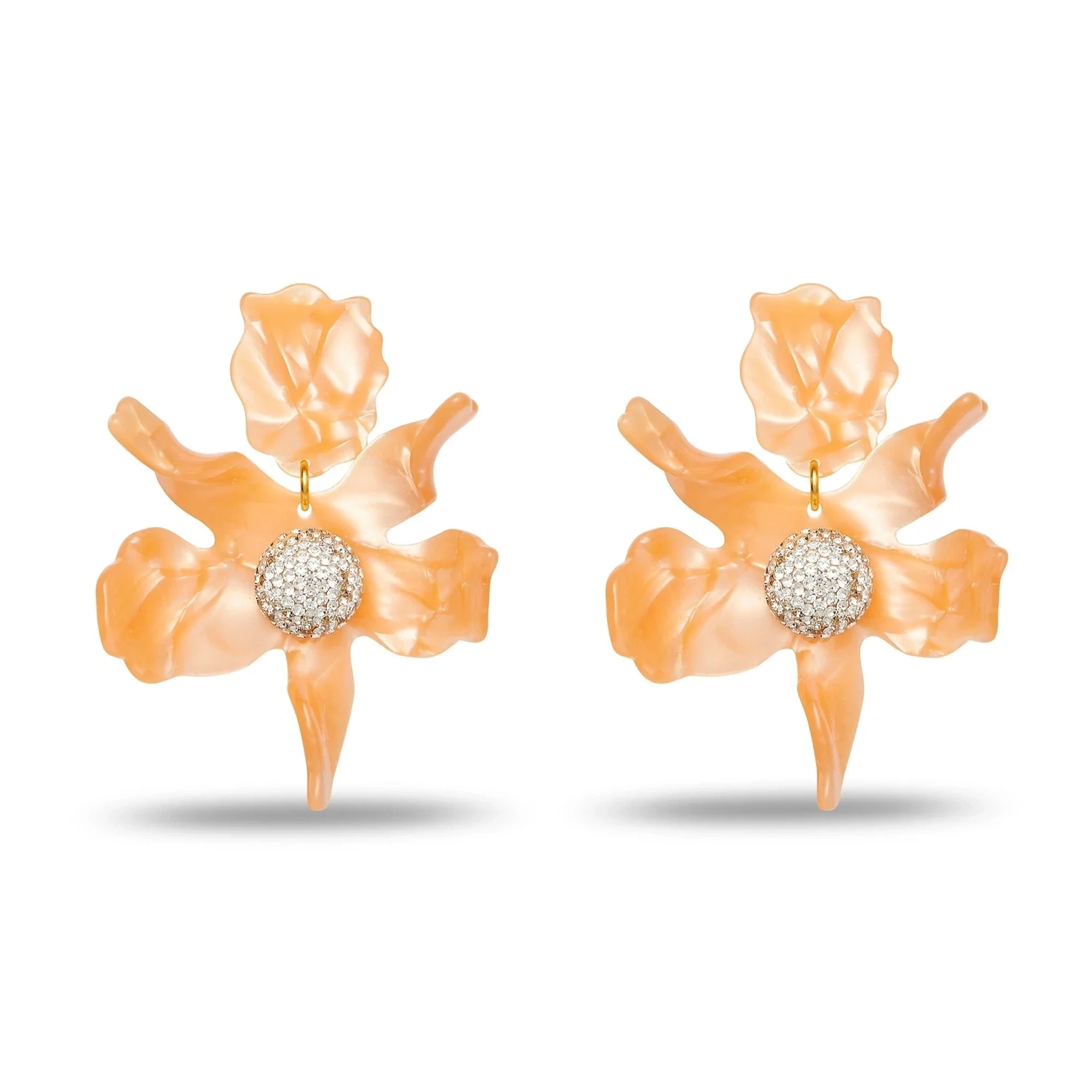 Crystal Lily Earrings Apricot, Color: Apricot