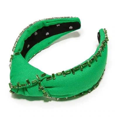 Crystal Trim Knotted Headband Green