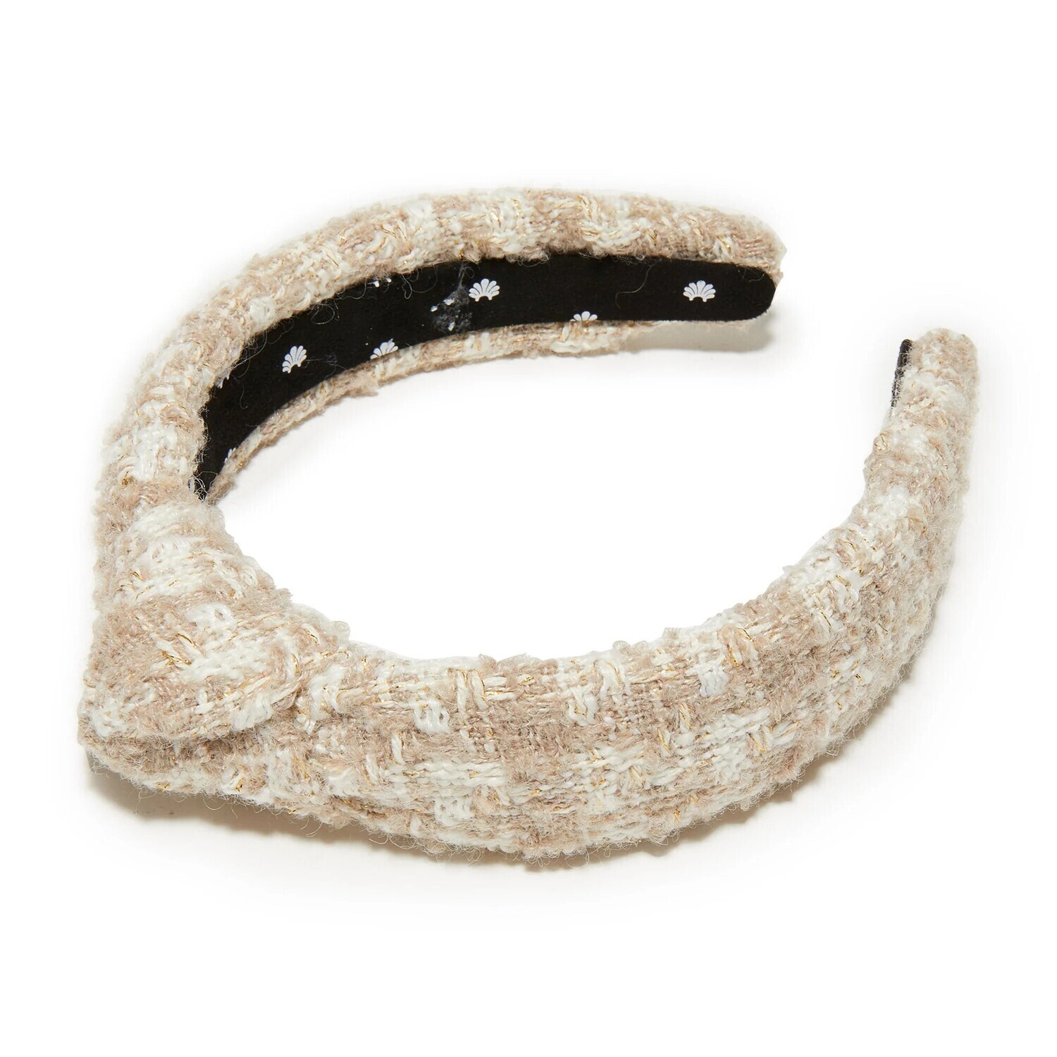 Tweed Slim Knotted Headband, Color: Bisque